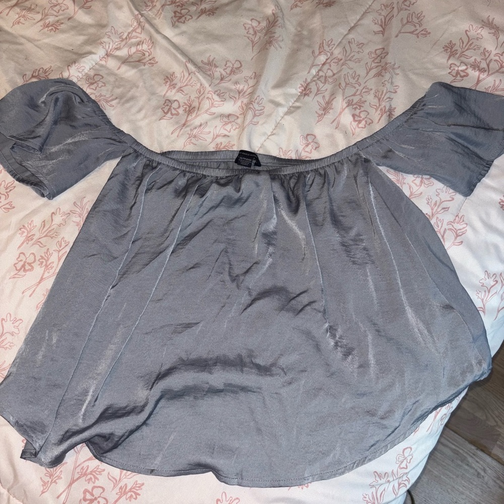 American Eagle Outfitters Off-Shoulder Blue Blouse